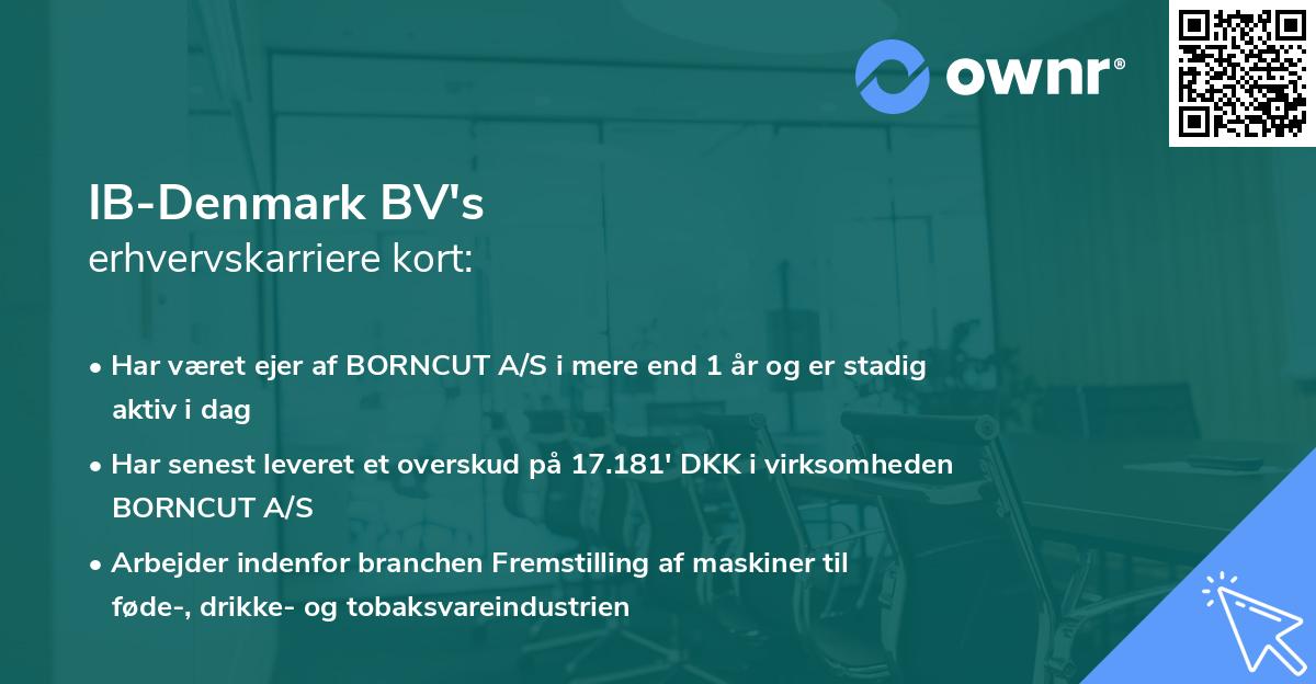 IB-Denmark BV's erhvervskarriere kort