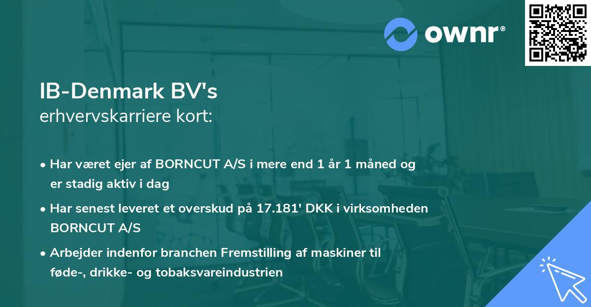 IB-Denmark BV's erhvervskarriere kort