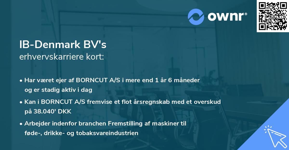 IB-Denmark BV's erhvervskarriere kort