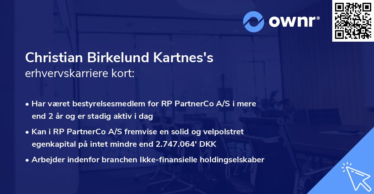 Christian Birkelund Kartnes's erhvervskarriere kort