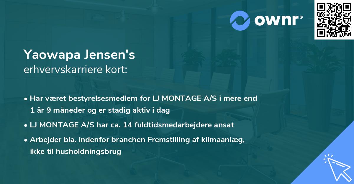 Yaowapa Jensen's erhvervskarriere kort