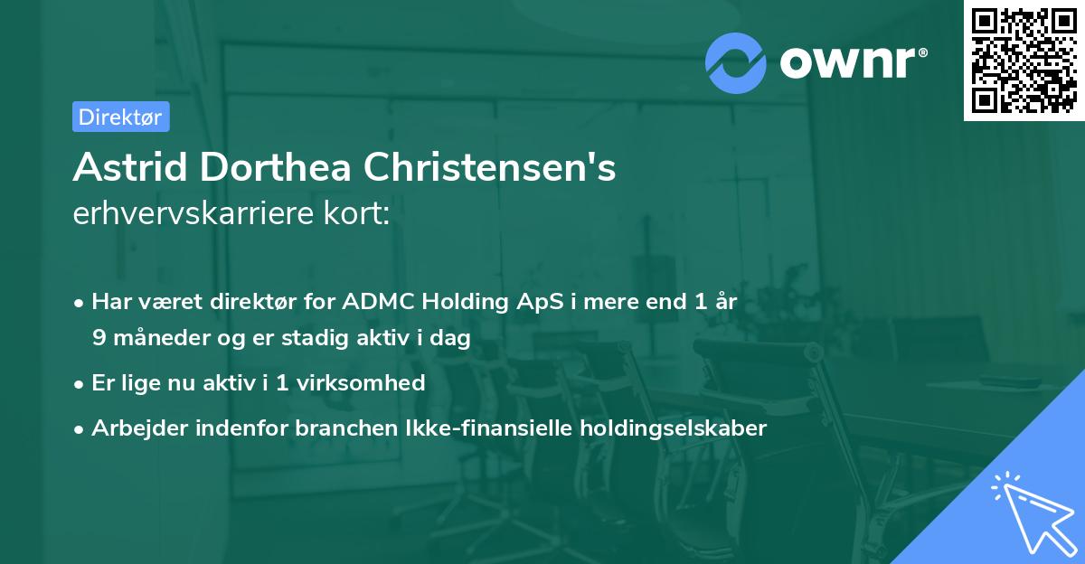 Astrid Dorthea Christensen's erhvervskarriere kort