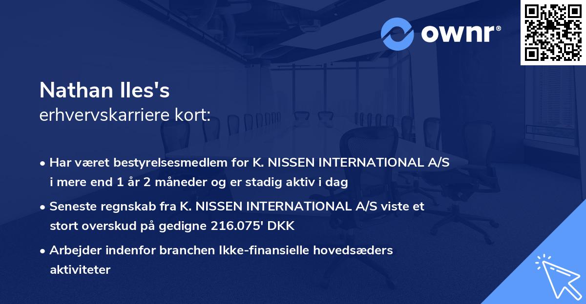 Nathan Iles's erhvervskarriere kort