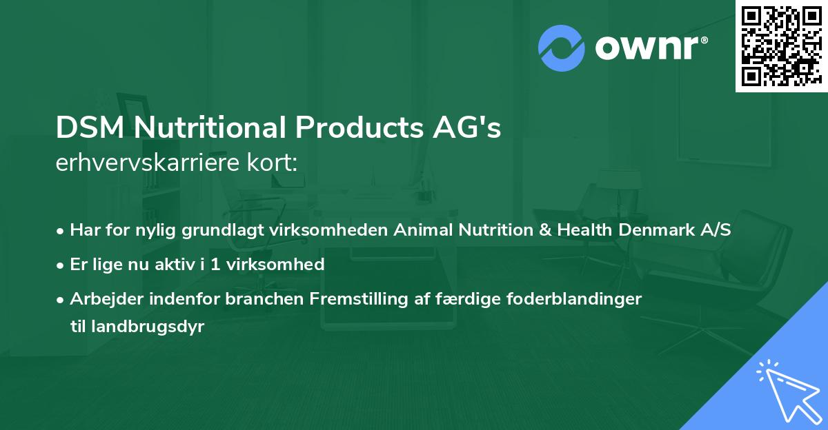 DSM Nutritional Products AG's erhvervskarriere kort