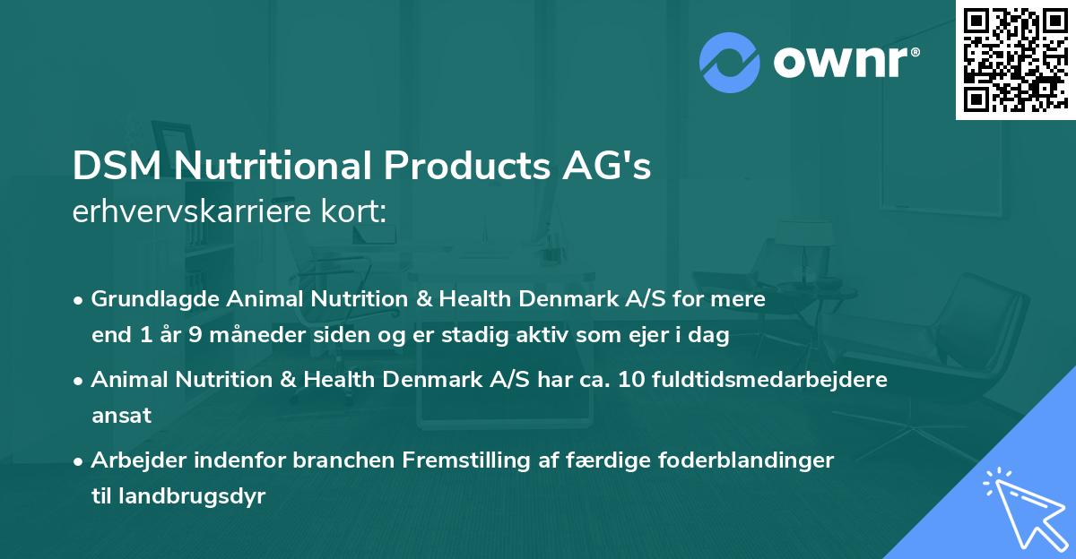 DSM Nutritional Products AG's erhvervskarriere kort