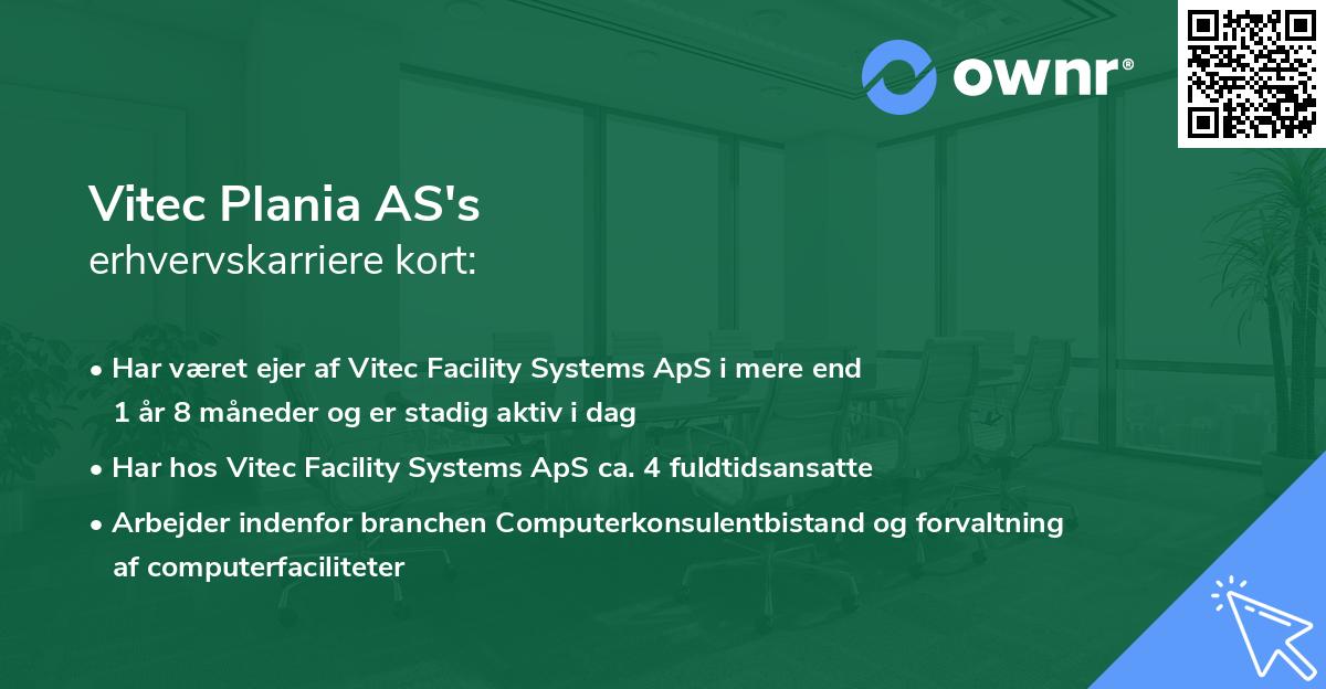 Vitec Plania AS's erhvervskarriere kort