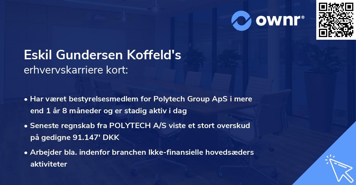 Eskil Gundersen Koffeld's erhvervskarriere kort