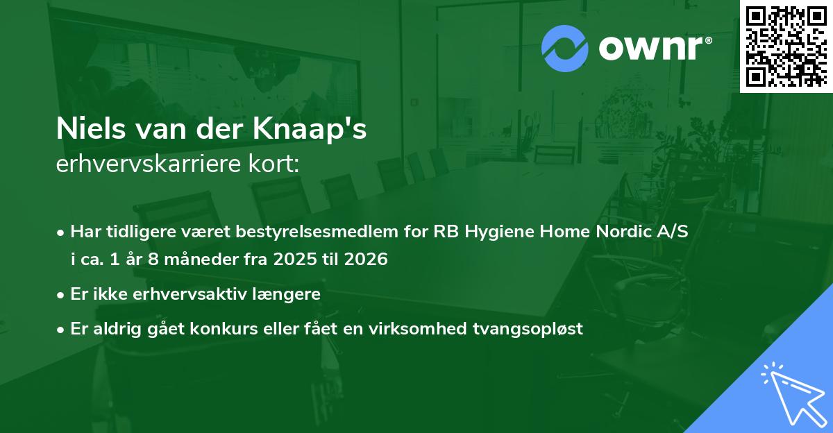 Niels van der Knaap's erhvervskarriere kort