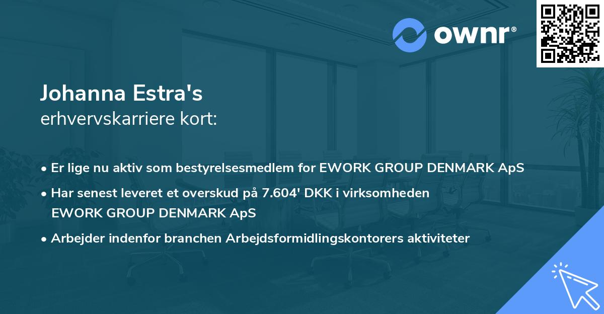 Johanna Estra's erhvervskarriere kort