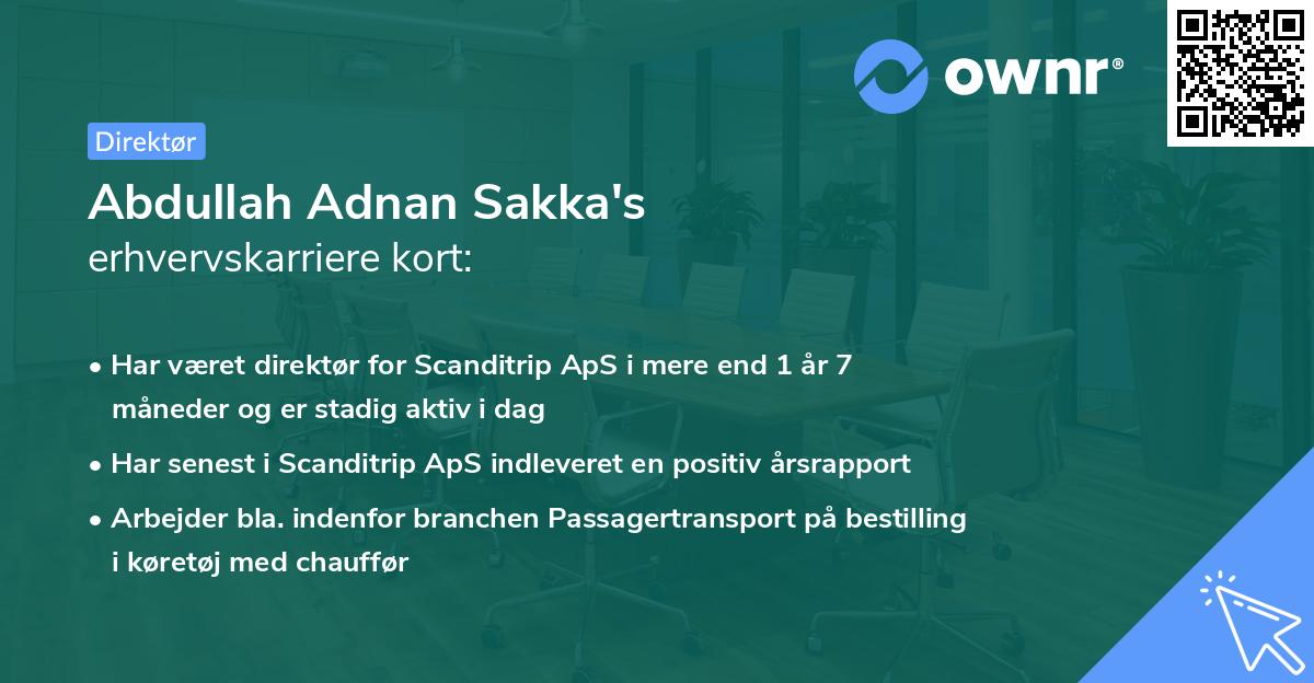 Abdullah Adnan Sakka's erhvervskarriere kort
