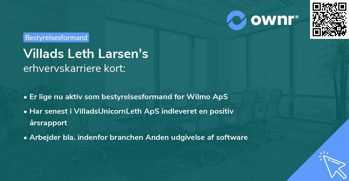 Villads Leth Larsen's erhvervskarriere kort