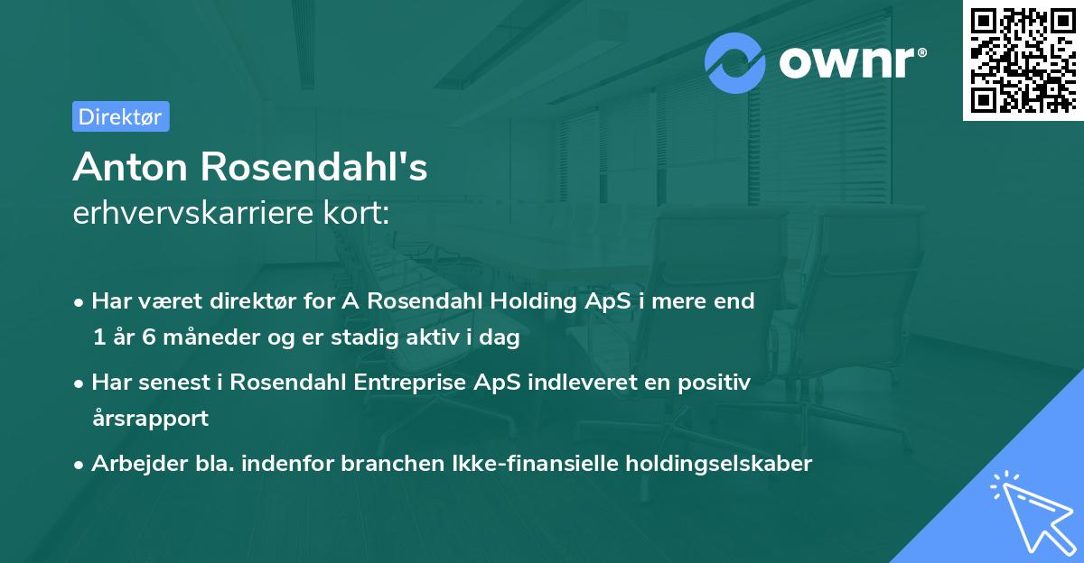 Anton Rosendahl's erhvervskarriere kort