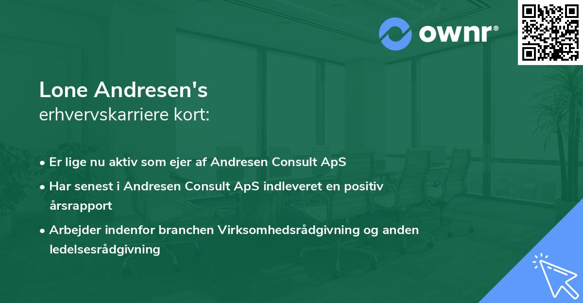 Lone Andresen's erhvervskarriere kort