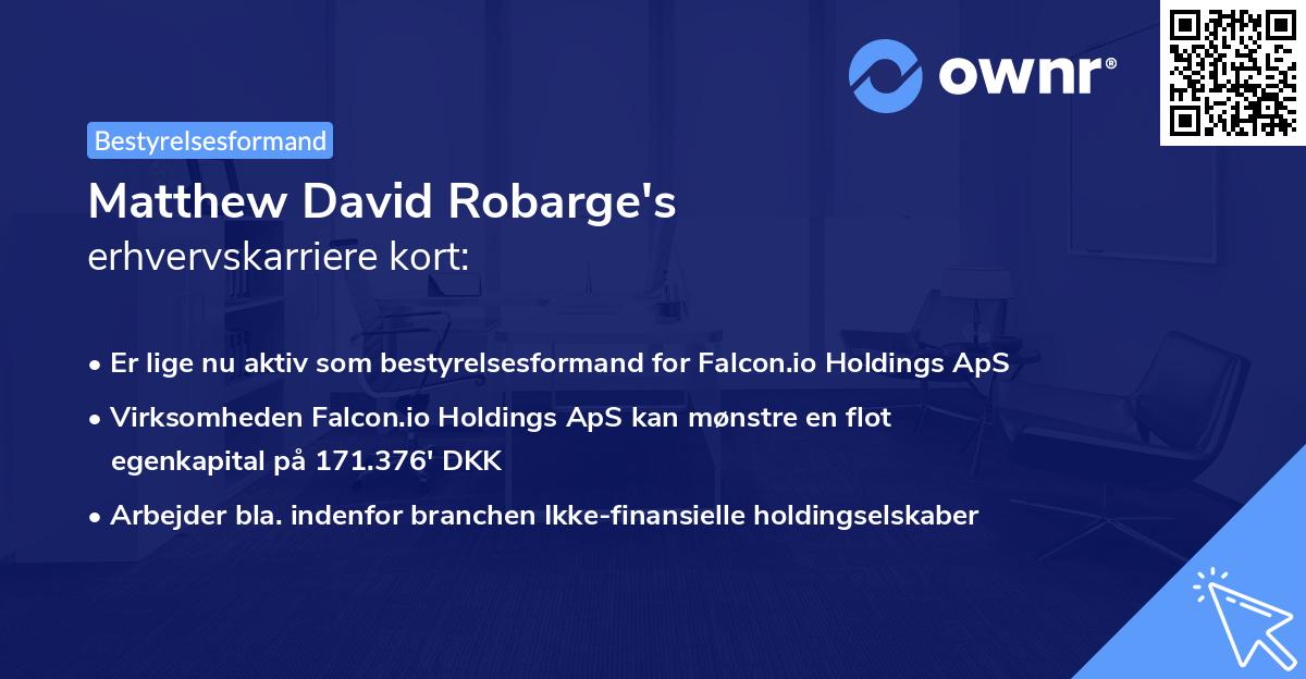 Matthew David Robarge's erhvervskarriere kort