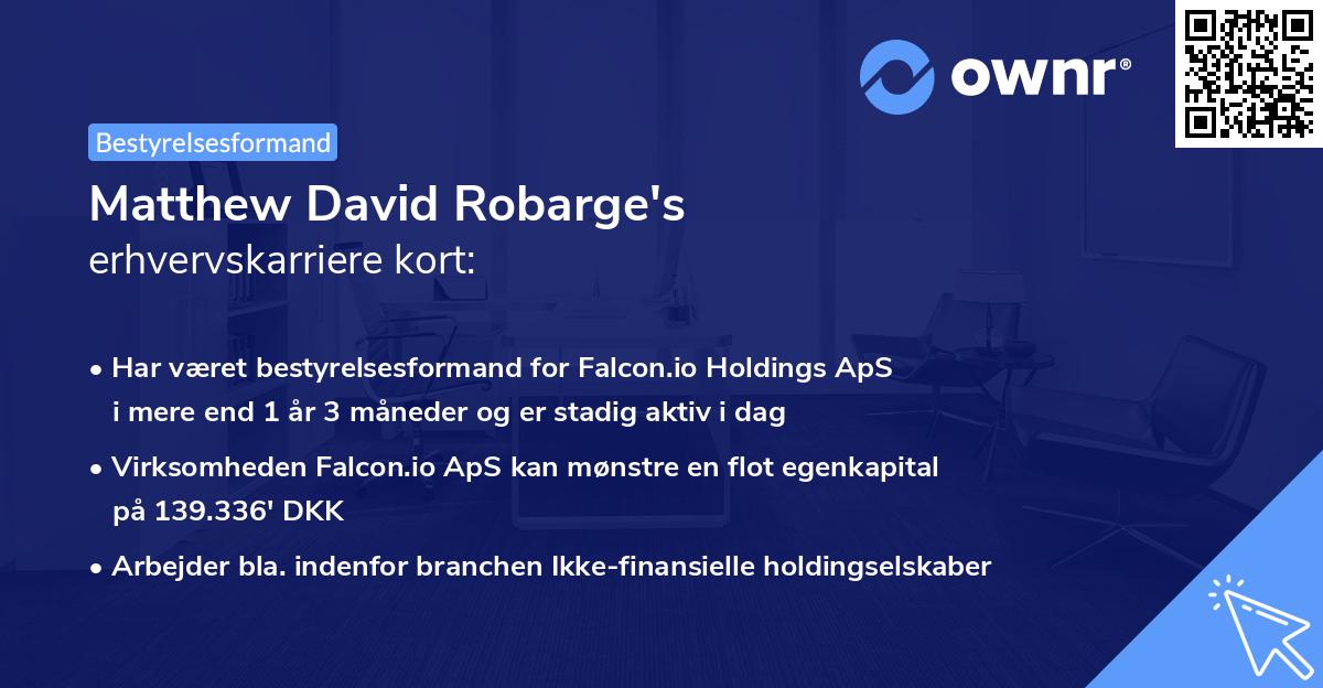 Matthew David Robarge's erhvervskarriere kort