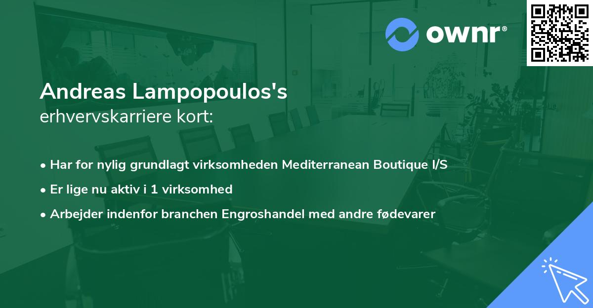 Andreas Lampopoulos's erhvervskarriere kort