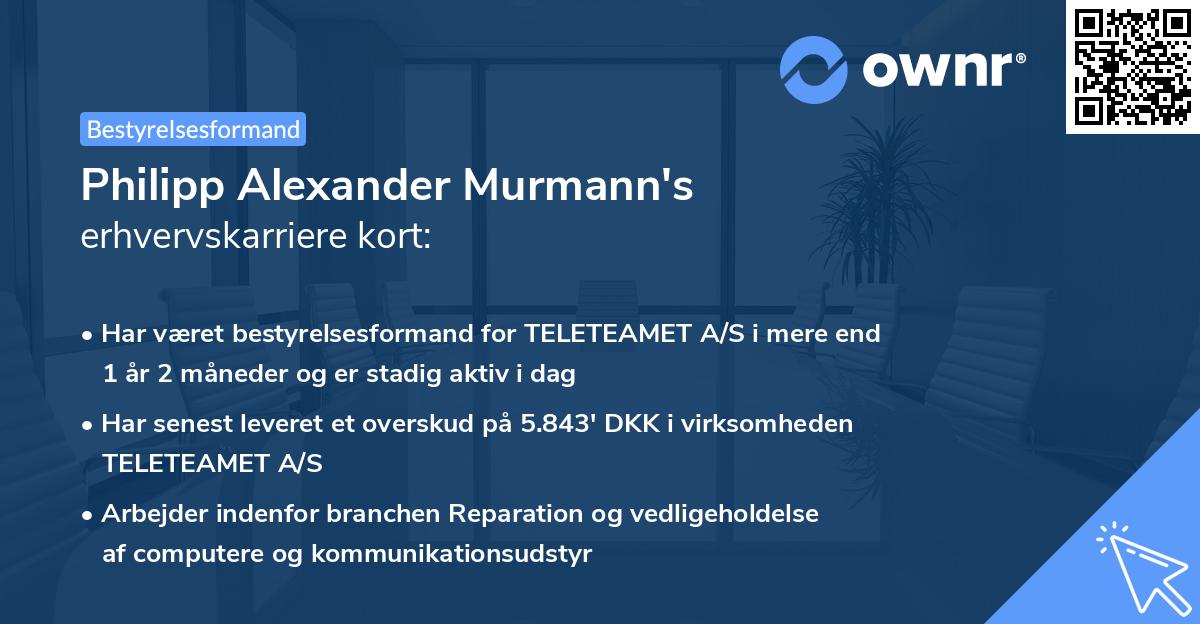 Philipp Alexander Murmann's erhvervskarriere kort