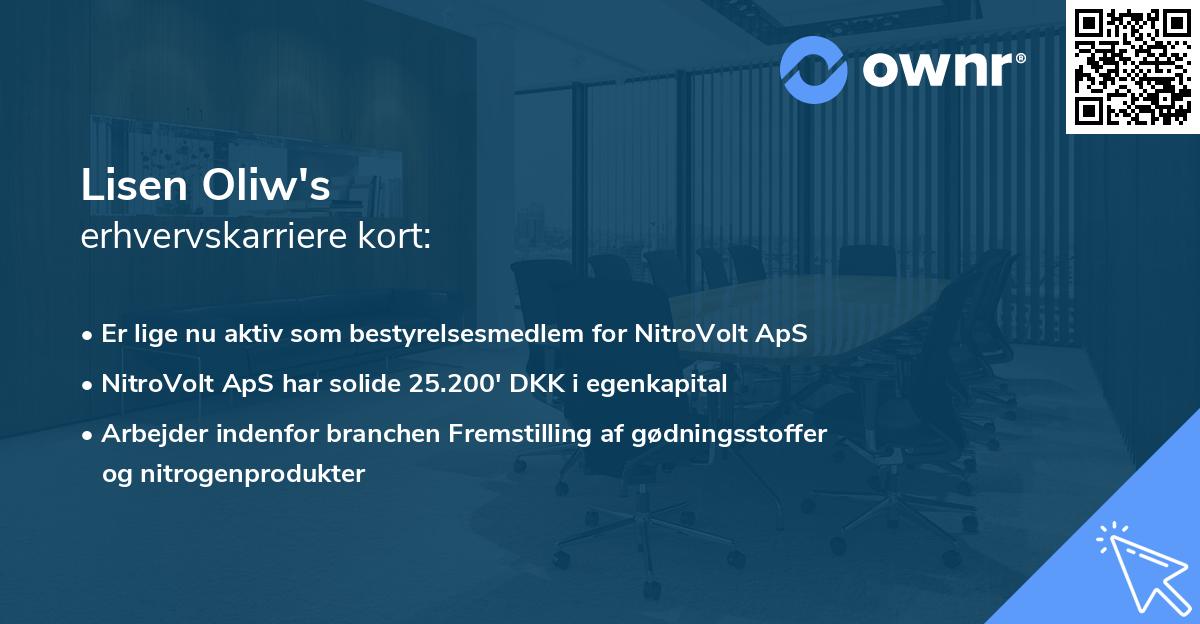 Lisen Oliw's erhvervskarriere kort