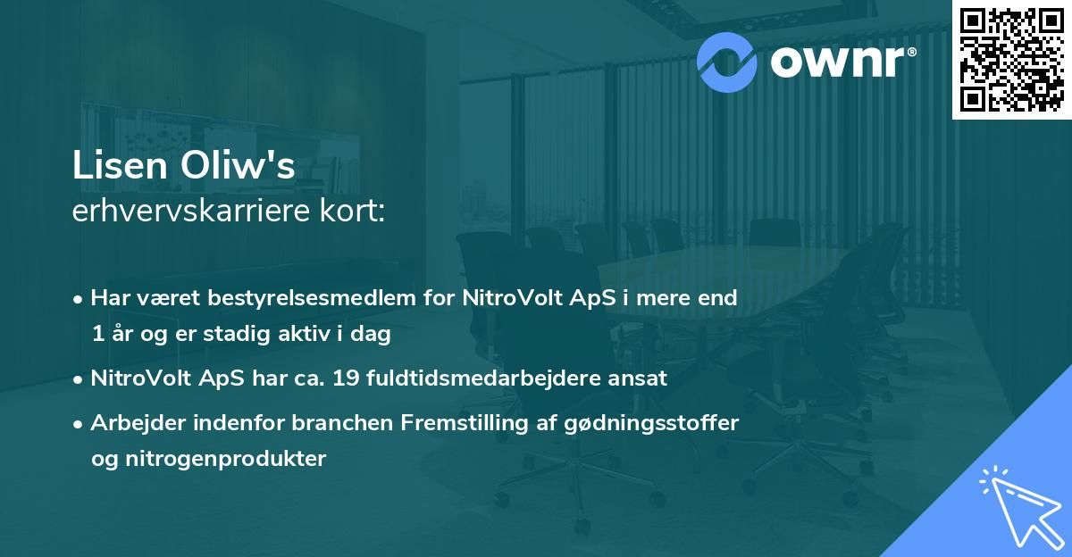 Lisen Oliw's erhvervskarriere kort