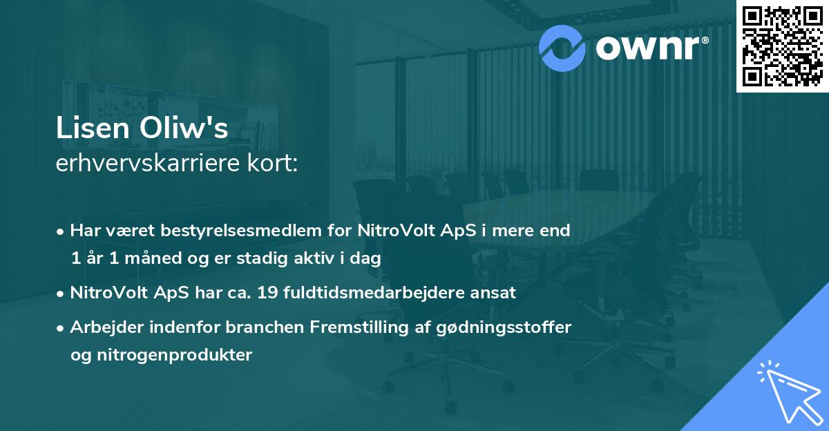 Lisen Oliw's erhvervskarriere kort
