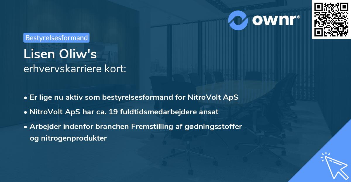 Lisen Oliw's erhvervskarriere kort