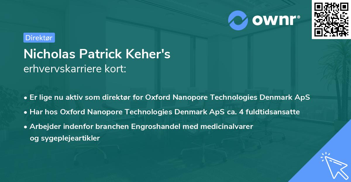 Nicholas Patrick Keher's erhvervskarriere kort