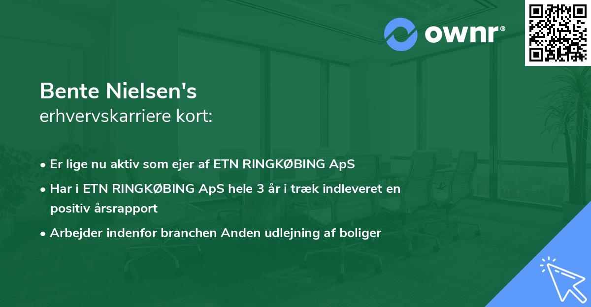Bente Nielsen's erhvervskarriere kort
