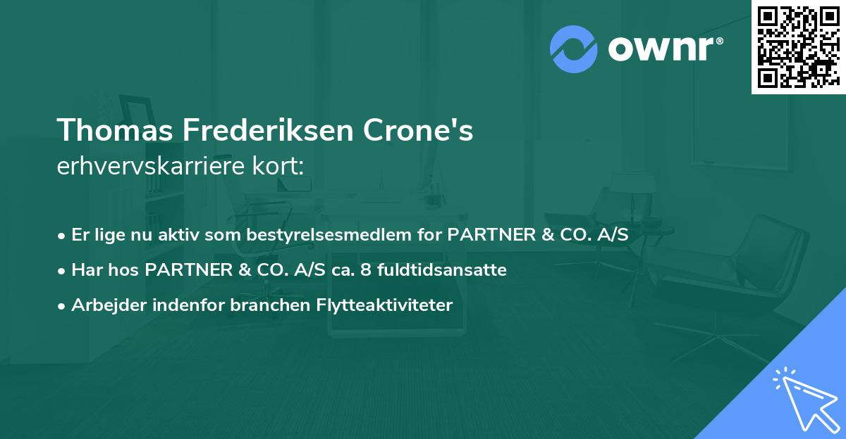 Thomas Frederiksen Crone's erhvervskarriere kort
