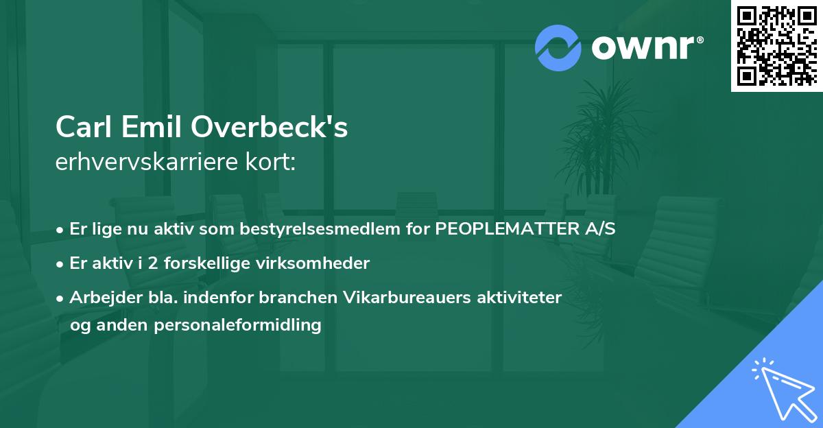 Carl Emil Overbeck's erhvervskarriere kort