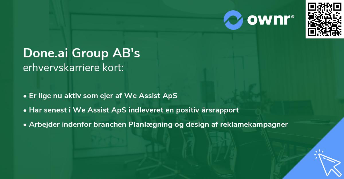 Done.ai Group AB's erhvervskarriere kort