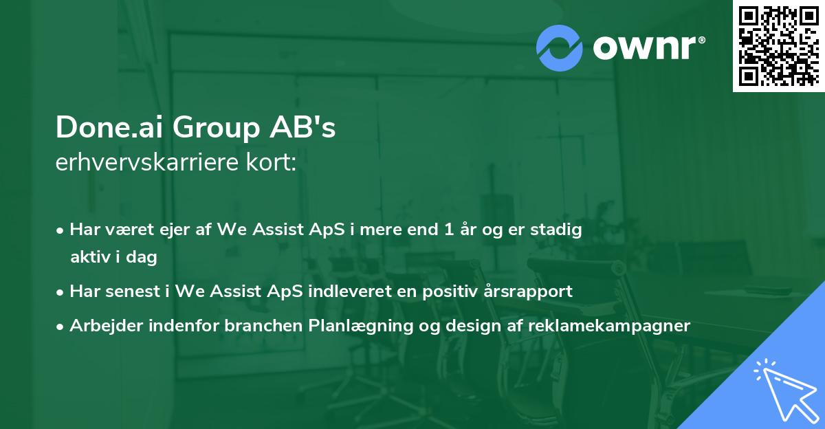 Done.ai Group AB's erhvervskarriere kort