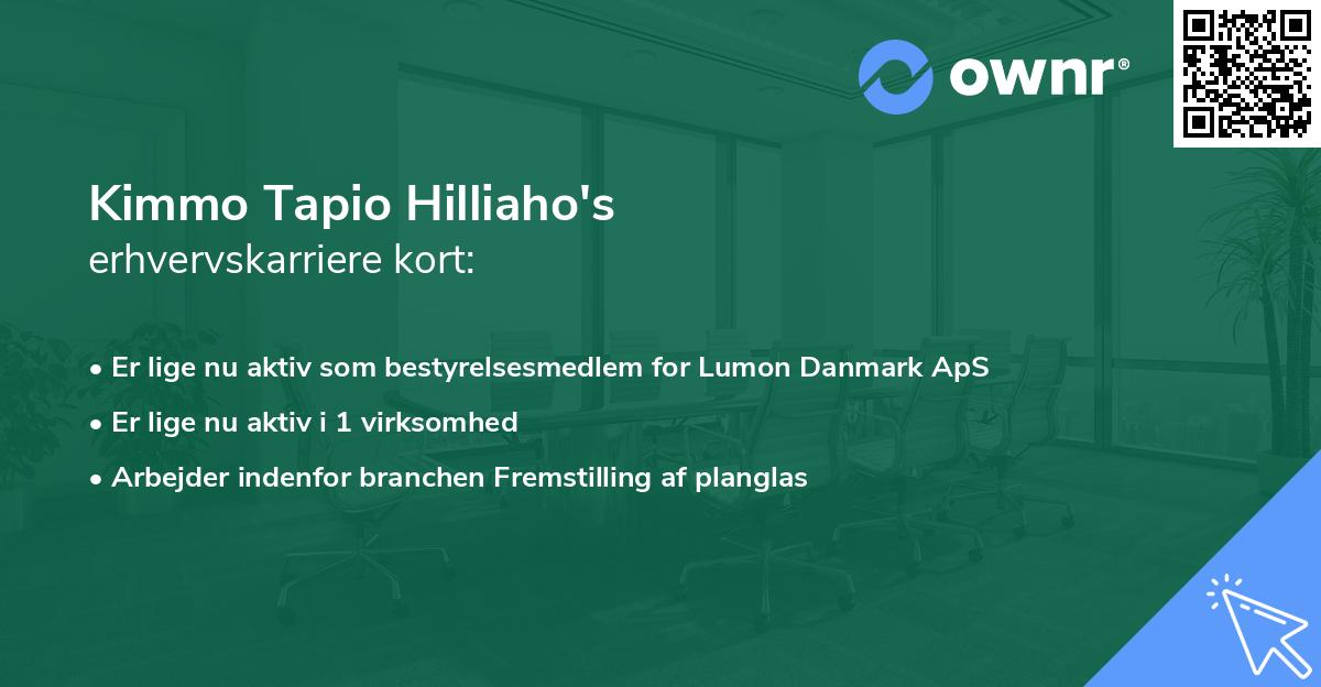 Kimmo Tapio Hilliaho's erhvervskarriere kort