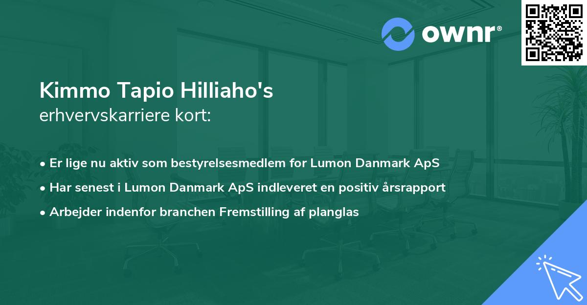 Kimmo Tapio Hilliaho's erhvervskarriere kort