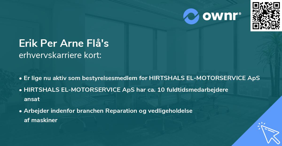 Erik Per Arne Flå's erhvervskarriere kort