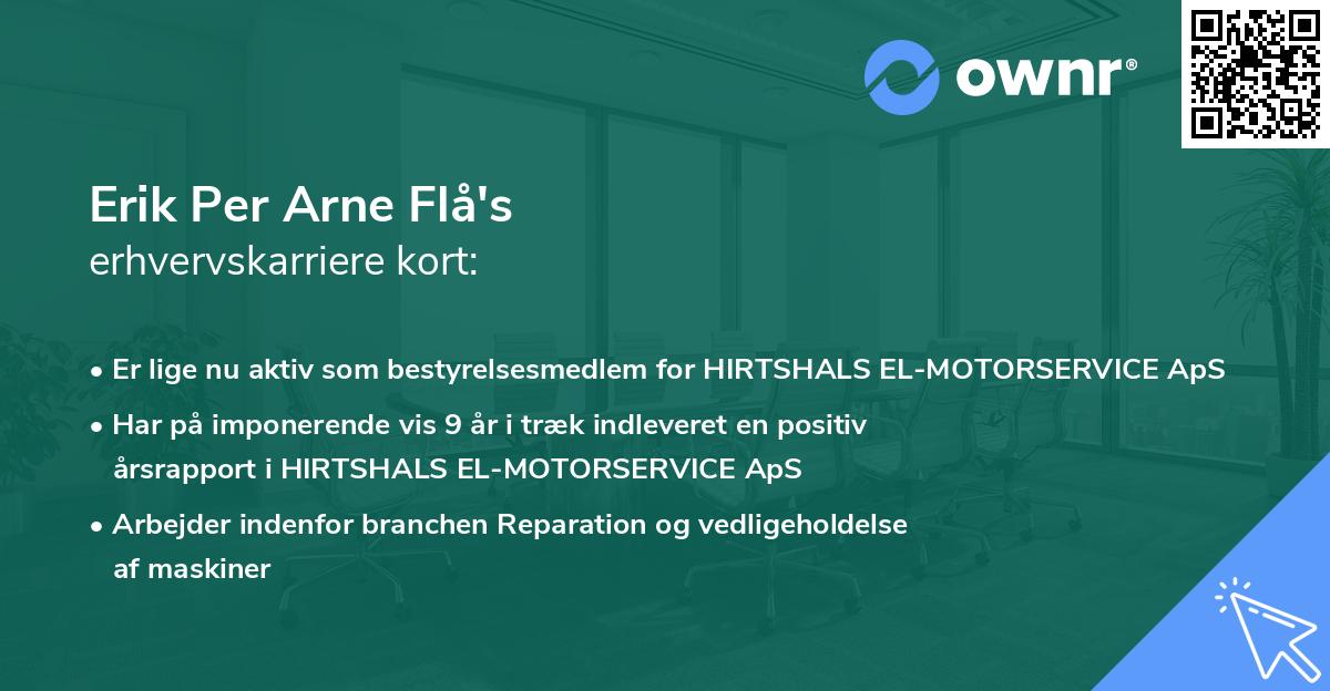 Erik Per Arne Flå's erhvervskarriere kort
