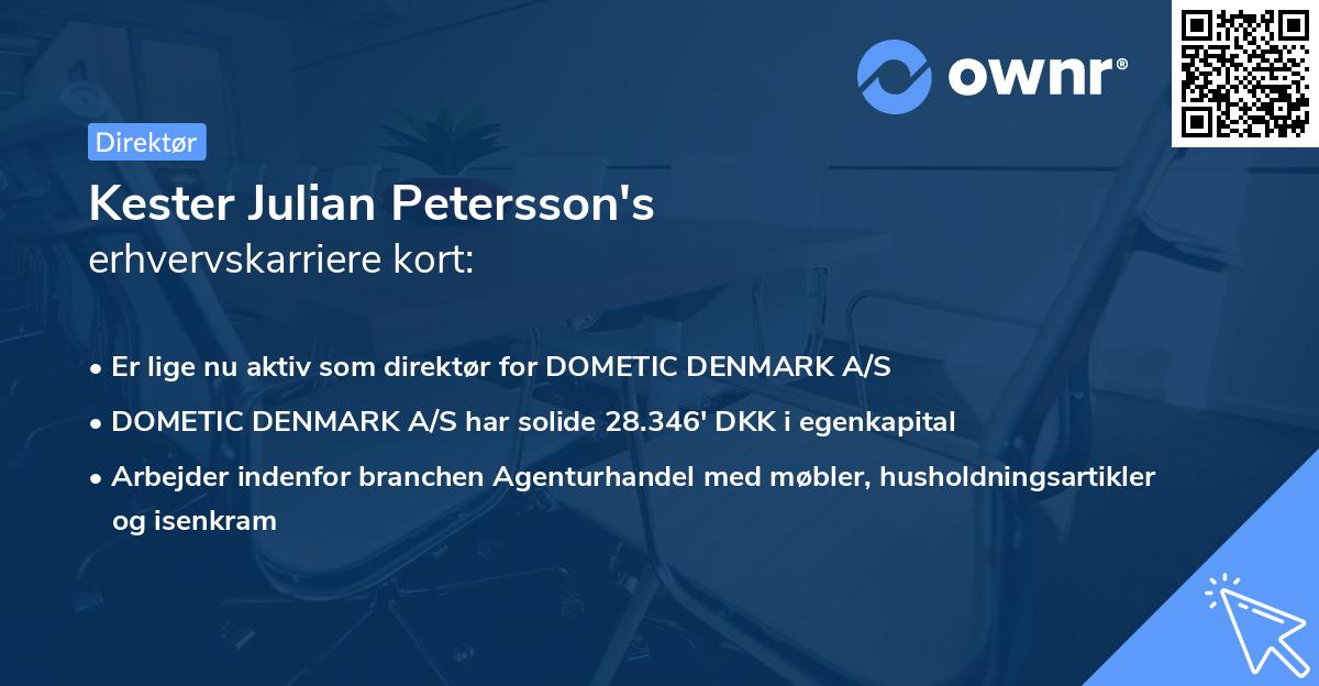 Kester Julian Petersson's erhvervskarriere kort