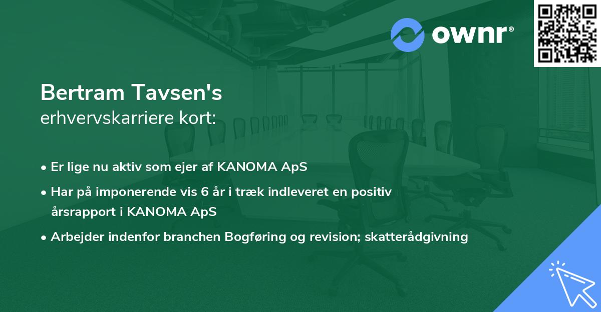 Bertram Tavsen's erhvervskarriere kort