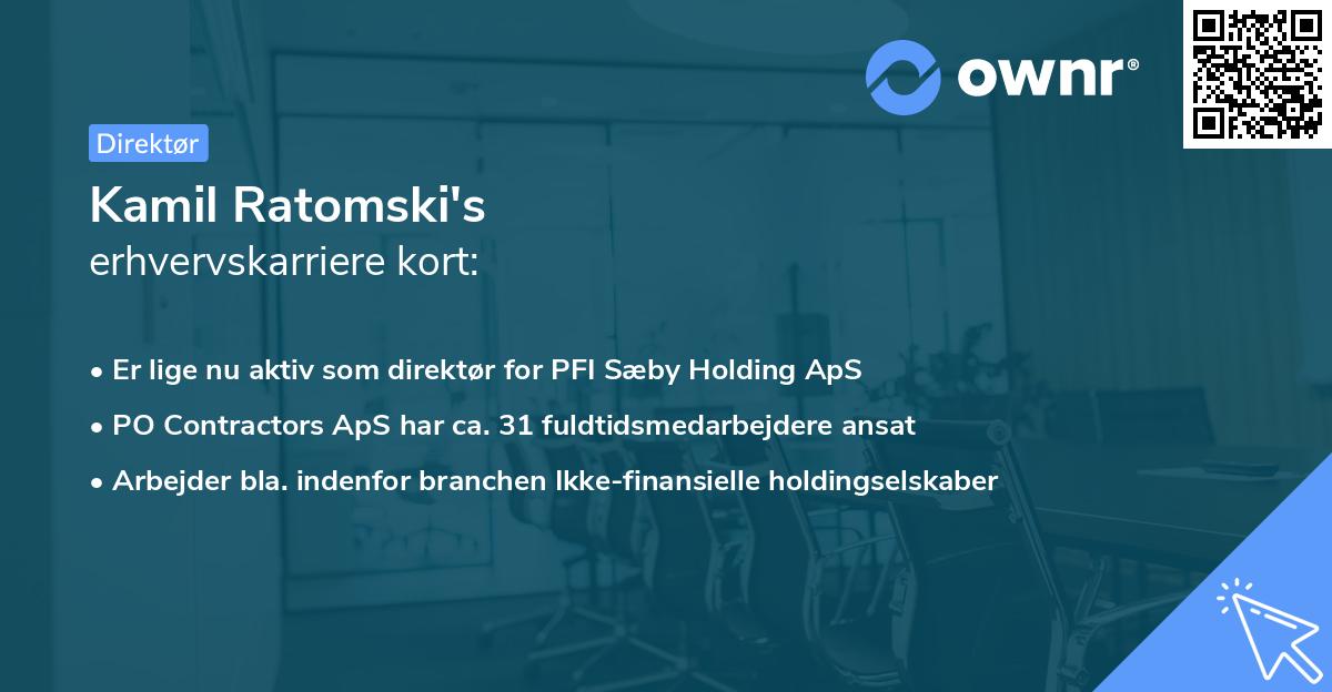 Kamil Ratomski's erhvervskarriere kort