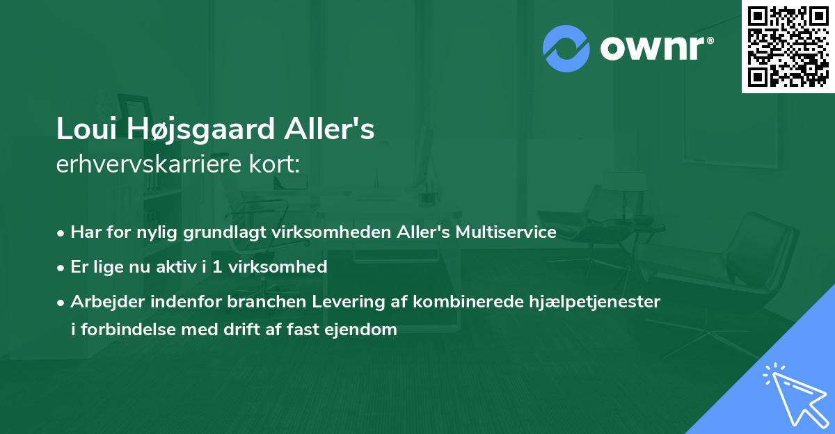 Loui Højsgaard Aller's erhvervskarriere kort