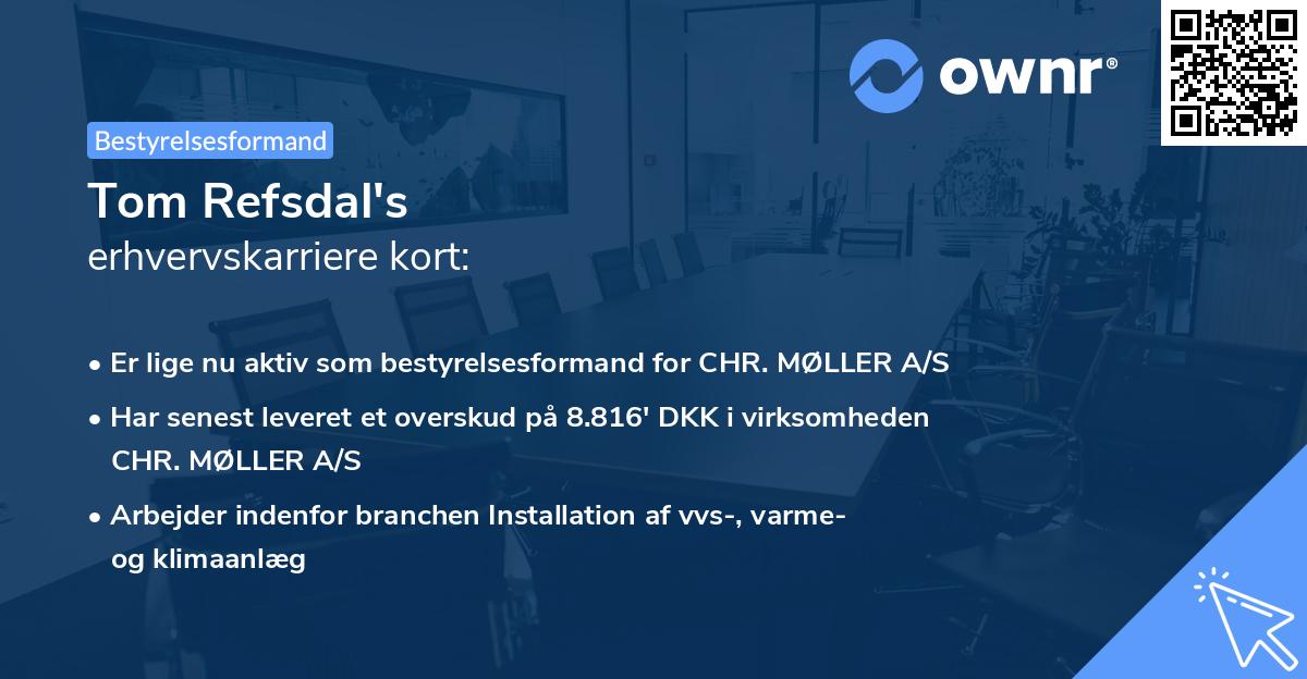 Tom Refsdal's erhvervskarriere kort