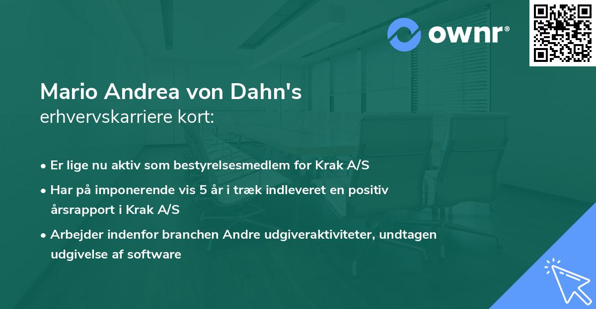 Mario Andrea von Dahn's erhvervskarriere kort