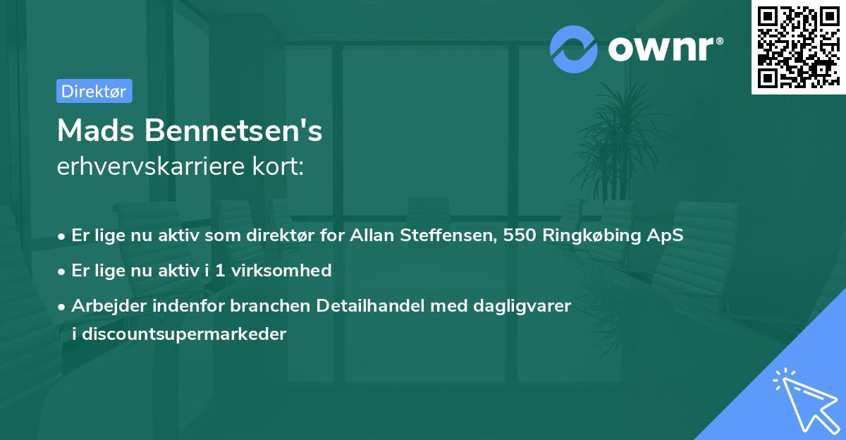 Mads Bennetsen's erhvervskarriere kort