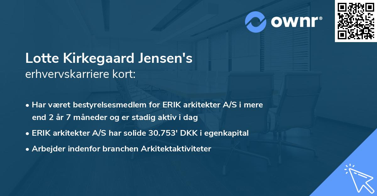 Lotte Kirkegaard Jensen's erhvervskarriere kort