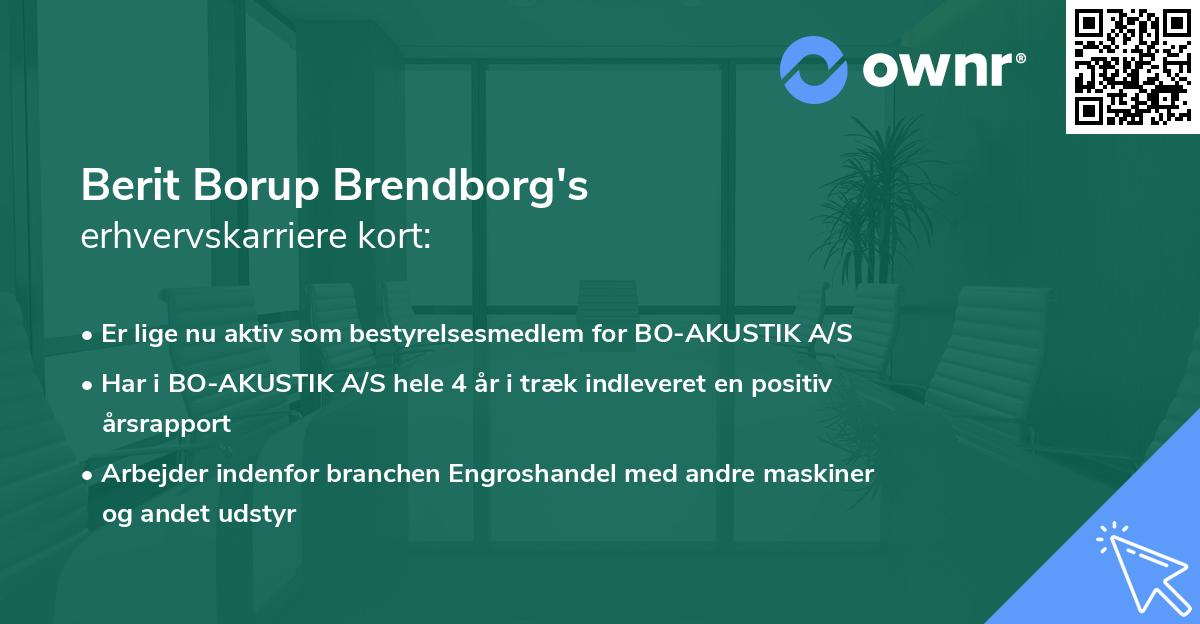 Berit Borup Brendborg's erhvervskarriere kort