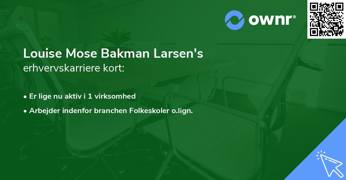 Louise Mose Bakman Larsen's erhvervskarriere kort