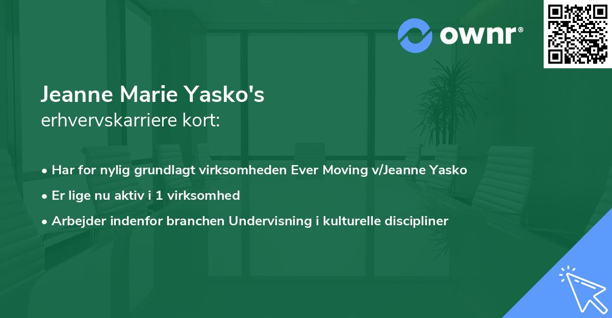 Jeanne Marie Yasko's erhvervskarriere kort