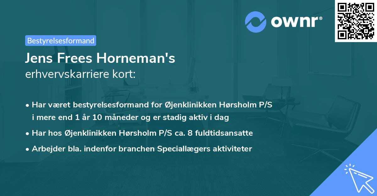 Jens Frees Horneman's erhvervskarriere kort