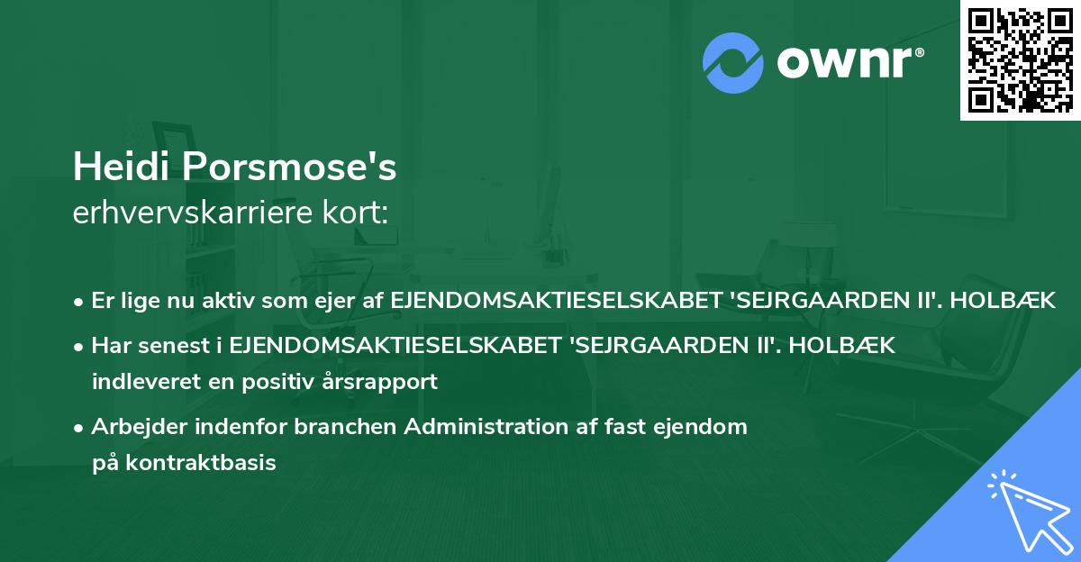 Heidi Porsmose's erhvervskarriere kort