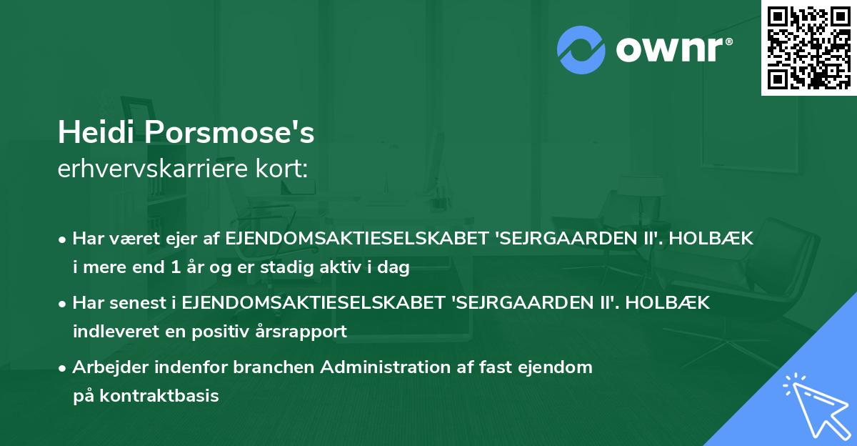 Heidi Porsmose's erhvervskarriere kort