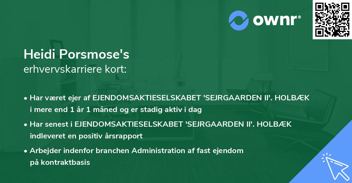 Heidi Porsmose's erhvervskarriere kort